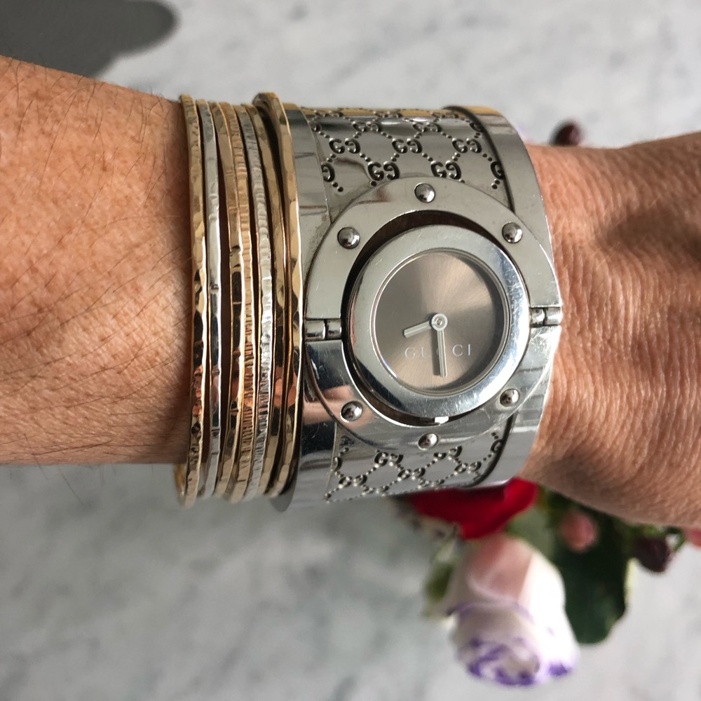 ** Authentic ** Gucci Silver Monogram Watch - image 3